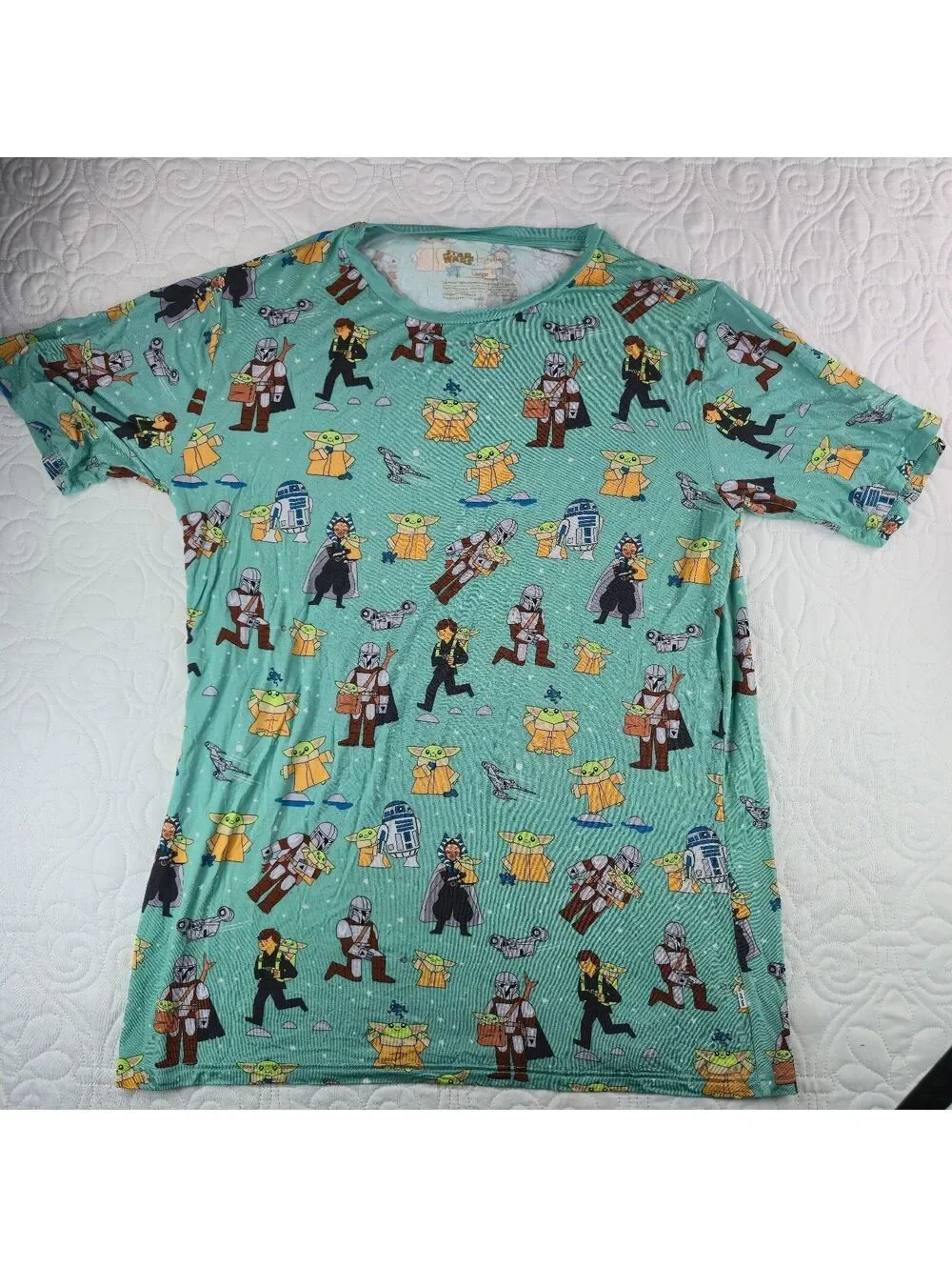 Little Sleepies Star Wars Grogu & Friends Men’s Bamboo Pajama Top Large